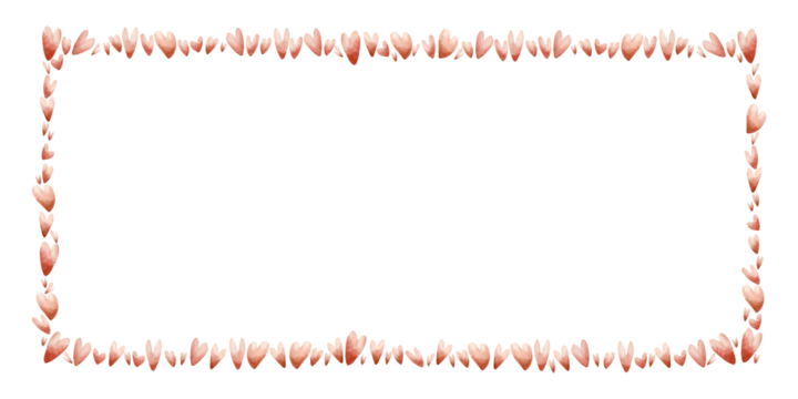 Cute little red hearts frame. Watercolor hand drawn illustration isolated on white background for Valentine card label