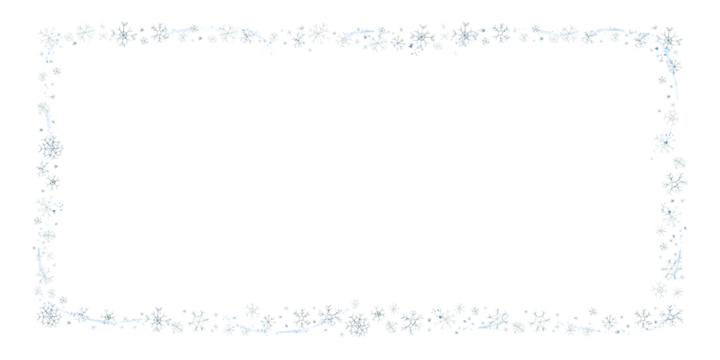 Cute winter snowflakes frame. Falling snow flakes. Watercolor hand drawn illustration isolated on white background