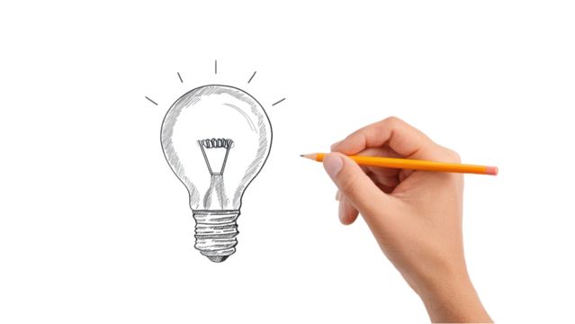 Hand Drawing Light Bulb with Pencil