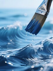 A paintbrush dripping seawater 
