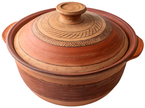 big Terracotta clay pot , earthy tones, overhead shot