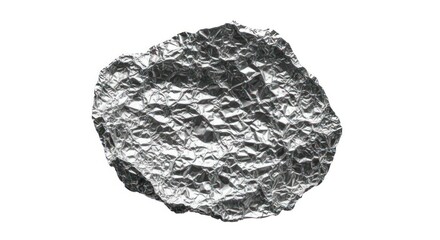 Obraz premium Crumpled Shiny Aluminum Foil Texture on Isolated White Background