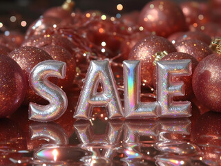 sale banner with Christmas decoration