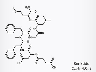 Senktide molecule. Synthetic tachykinin peptide and NK3 receptor agonist, used in neuroendocrine and pharmacological research. Chemical structure. Vector illustration