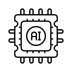 Futuristic microchip icon representing artificial intelligence processing unit.