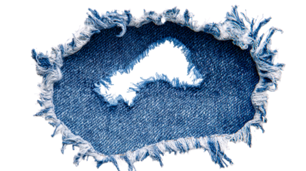 Ripped Blue Denim Fabric Texture With Frayed Edges