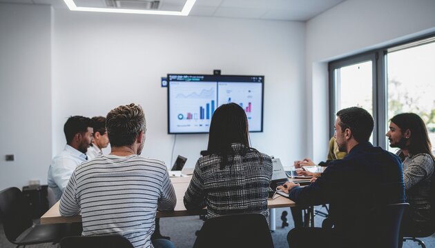 Team discussing search engine marketing strategy in creative workspace