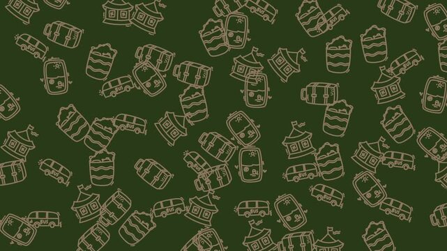 Sketches of circus items on dark green background. Ideal for circus event promotions and creative projects. Perfect for posters.