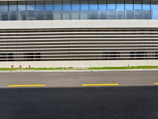 empty road with modern office building