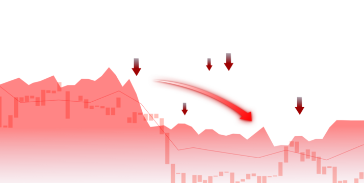 Red Stock Market Crash Chart with Falling Trend Arrow, Bearish Financial Graph, Negative Economic Downtrend, Investment Loss Indicator, Declining Price Movement and Market Volatility Illustration” - Powered by Adobe