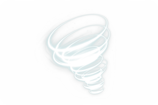 Abstract white spiral swirl illustration with soft glowing edges, creating a dynamic visual effect, representing movement and energy in a minimalist design concept