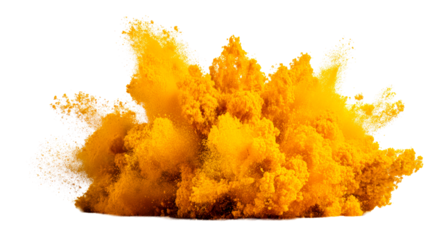 Explosion of yellow powder clouds