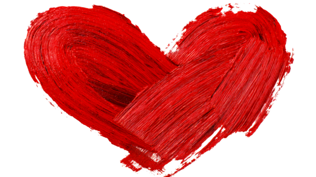 Thick Red Paint Stroke Heart Shape Texture