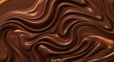 Naklejka premium Abstract Smooth Milk Chocolate Caramel Swirl Texture Background with Glossy Surface
