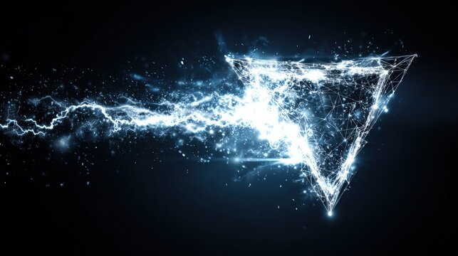 Lighting bolt form lines, triangles and particle style design. Illustration vector.