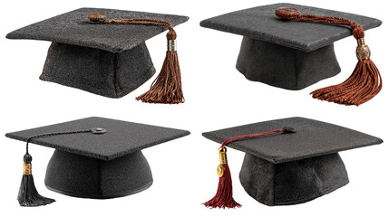 Graduation caps symbolize academic achievement and the joy of a new beginning isolated on transparent background