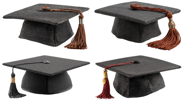 Graduation caps symbolize academic achievement and the joy of a new beginning isolated on transparent background