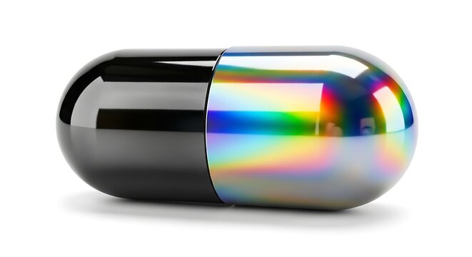 Metallic capsule isolated on white background for medical use - Powered by Adobe