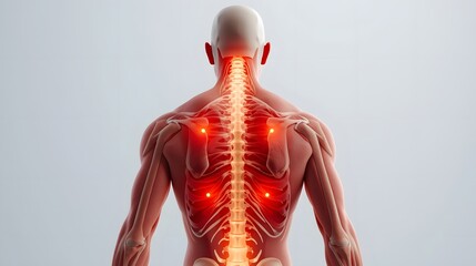 3D medical anatomical human body model showing rheumatism pain areas
