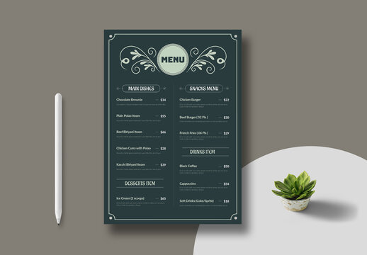 Food Menu Template Layout