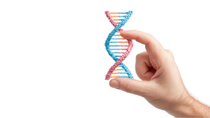 Hand Holding DNA Molecule Model, Science and Technology Concept