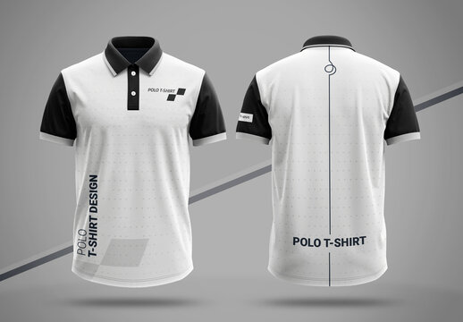 Minimalist Black And White Color Polo T Shirt