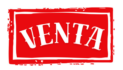 venta; etiqueta retro roja en espanol