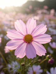 Fototapeta premium Beautiful Pink Cosmos Flower in Natural Light.