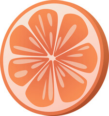 Orange slice on a white background. Cartoon minimalistic tangerine slice isolated.