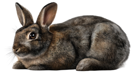 Brown rabbit resting on white surface
