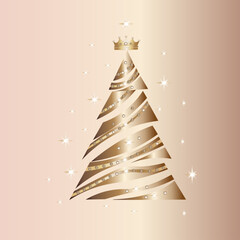 christmas tree on red background gold
