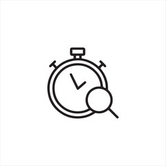 Minimalist Stopwatch with Magnifying Glass Icon – Time Analysis, Performance Tracking, Efficiency Audit Symbol