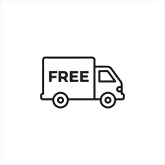Free Shipping Delivery Truck Icon – Minimalist Outline Style for E-commerce, Logistics, and Promotions