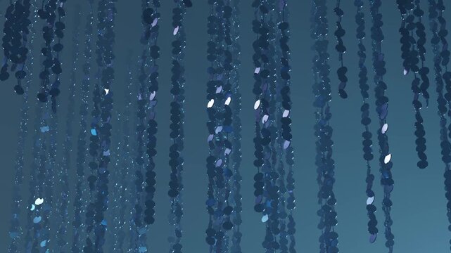 Abstract blue background with shimmering particles hanging