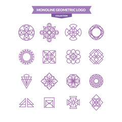 Modern monoline purple logo pack with abstract shapes