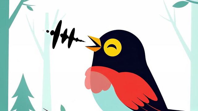 Melodious Birdsong in a Serene Forest Setting.