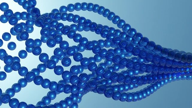 Abstract blue molecular structure spiraling and unfolding