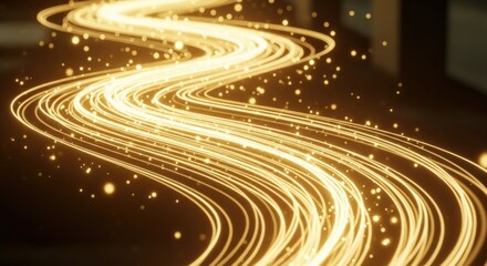 Abstract festive background with gold glitter Christmas particles glowing light flare confetti sparkle stars magic dust luxury texture shiny glow celebration illustration