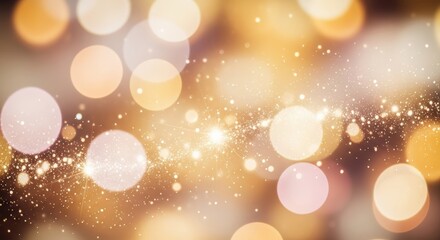Abstract festive background with gold glitter Christmas particles glowing light flare confetti sparkle stars magic dust luxury texture shiny glow celebration illustration