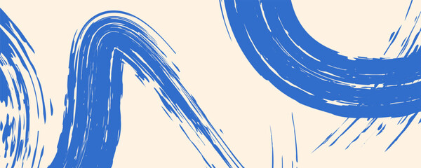 Grainy blue spiral brush stroke with spray texture. Hand drawn distress damaged edge vintage banner with spiral bold line. Grainy bold brush strokes texture with scattered tiny dots. Retro background.