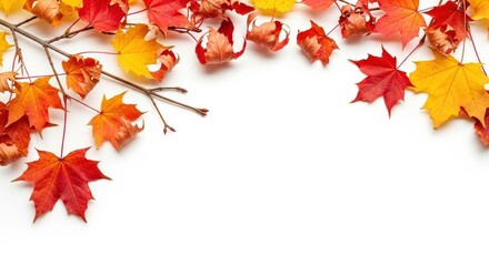 Isolated foliage Maple autumn leaves Fall leaf branch