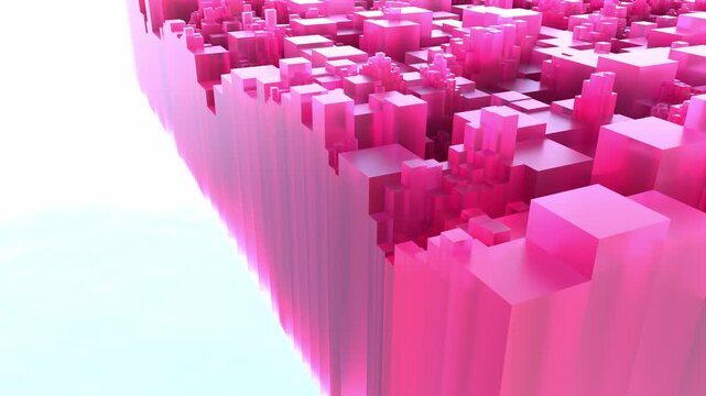 Abstract pink geometric landscape moving slowly