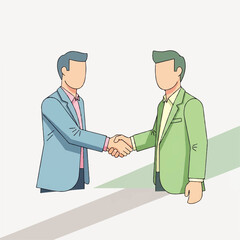 Fototapeta premium Two businessmen shaking hands, symbolizing agreement, partnership, and successful collaboration in a professional setting