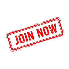 Bright red neon sign saying join now isolated on transparent background