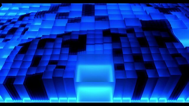 Abstract blue light cubes moving background