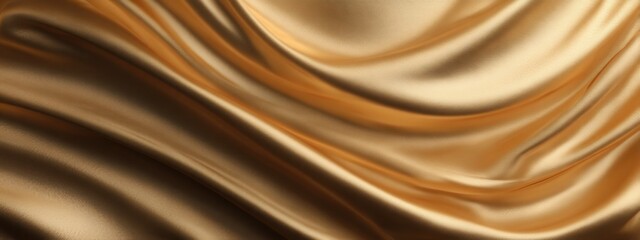 luxury abstract background of golden silk fabric folds, smooth shimmering texture, elegant flow, cinematic lighting, minimal composition, high