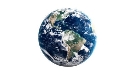 Planet Earth seen from space with clouds and continents