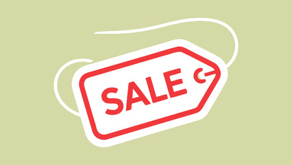 Creative Sale Promotion , simple line design of price tag and upward arrow in red and white, representing clean advertising and business growth.