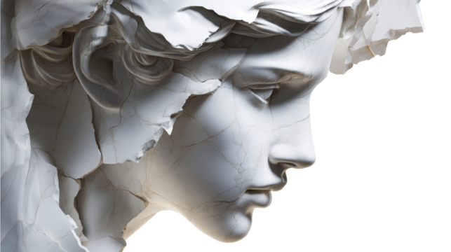 Cracked Marble Sculpture Profile Close Up
