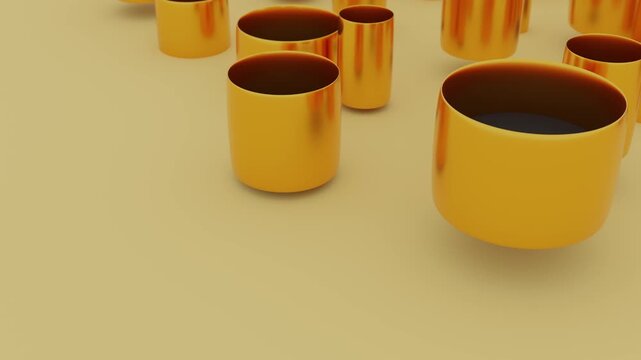 Abstract golden cylinders moving in a seamless loop